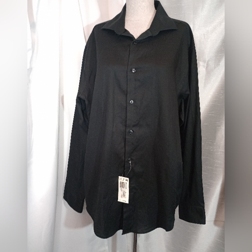 Calvin Klein TAG Men Dress Shirt,  Slim Fit Black, 34-35 /15,1/2 Collar,Non-Iron